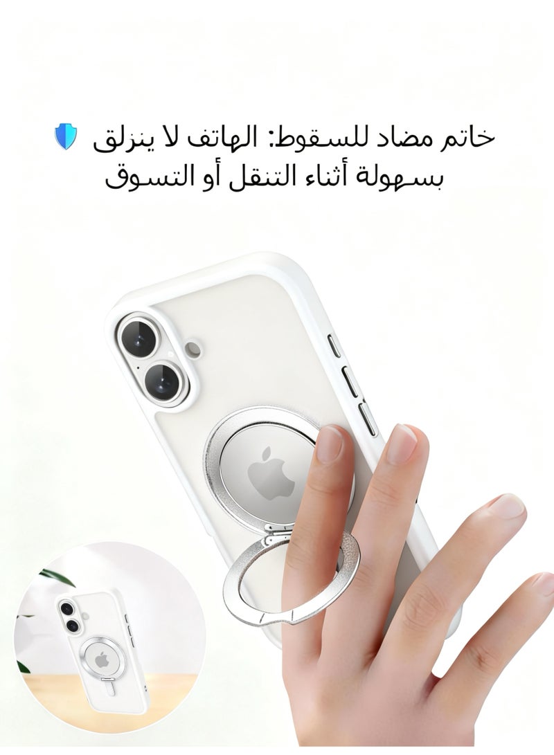 LR Nexus iPhone 17 phone case with 360-degree rotatable stand - MagSafe magnetic phone case, comes with high-definition tempered glass screen protector, Free Tempered Glass Included!(white) - Image 4